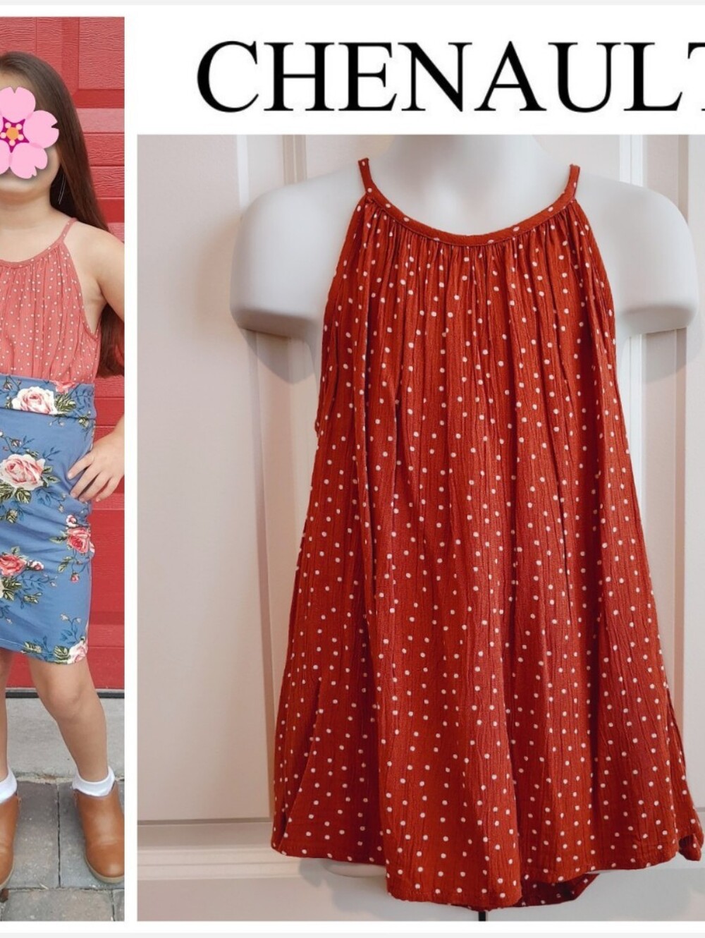Chenault Girl Sleeveless Dot Blouse